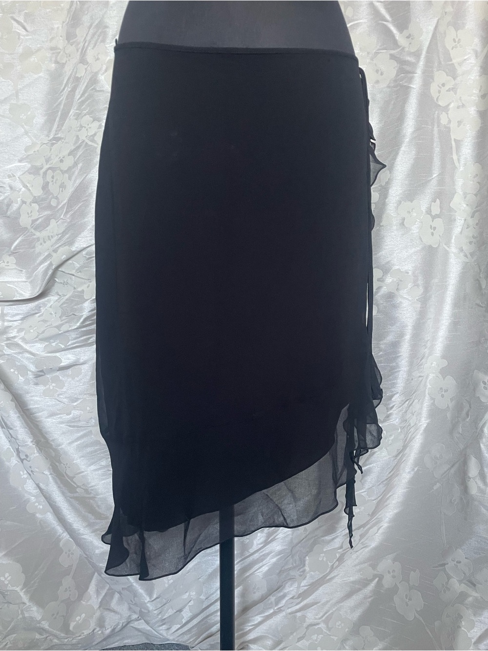 Wilfred Black Asymmetric Chiffon Layered Skirt